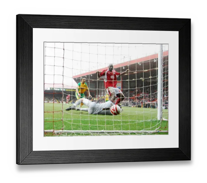 Framed Print : Dele Adebola's Thrilling Goal: Bristol City vs. Norwich City