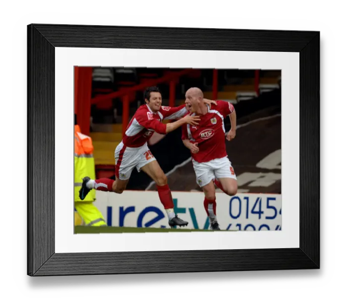Framed Print : Bristol City: Brooker and Sproule in Euphoric Celebration (vs. Norwich City) Framed Print : Bristol City: Brooker and Sproule in Euphoric Celebration (vs. Norwich City)
