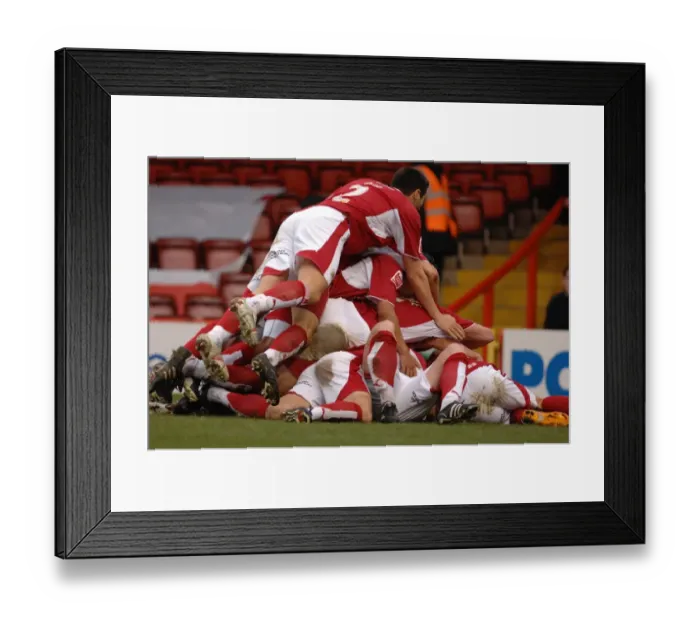 Framed Print : Bristol City Football Team Celebrating Glory: The Unforgettable Moment Against Norwich City