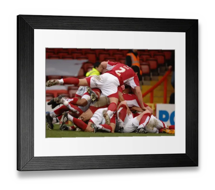 Framed Print : Bristol City Football Team: Triumphant Celebration After Win Against Norwich City Framed Print : Bristol City Football Team: Triumphant Celebration After Win Against Norwich City