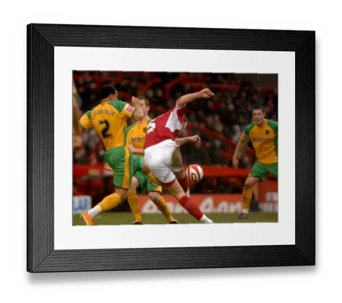 Framed Print : Jamie McCombe's Stunning Shot: Bristol City vs. Norwich City Framed Print : Jamie McCombe's Stunning Shot: Bristol City vs. Norwich City