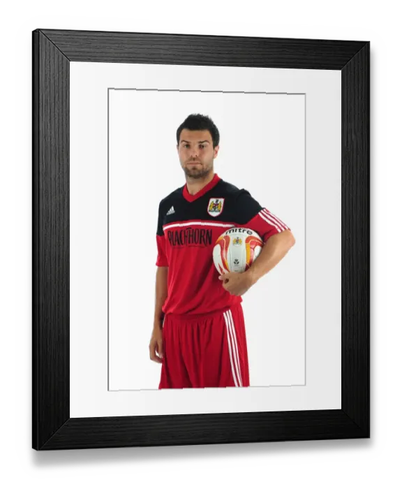 Framed Print : Bristol City Football Club: Richard Foster's Focused Expression during Pre-Season Training at Ashton Gate Stadium