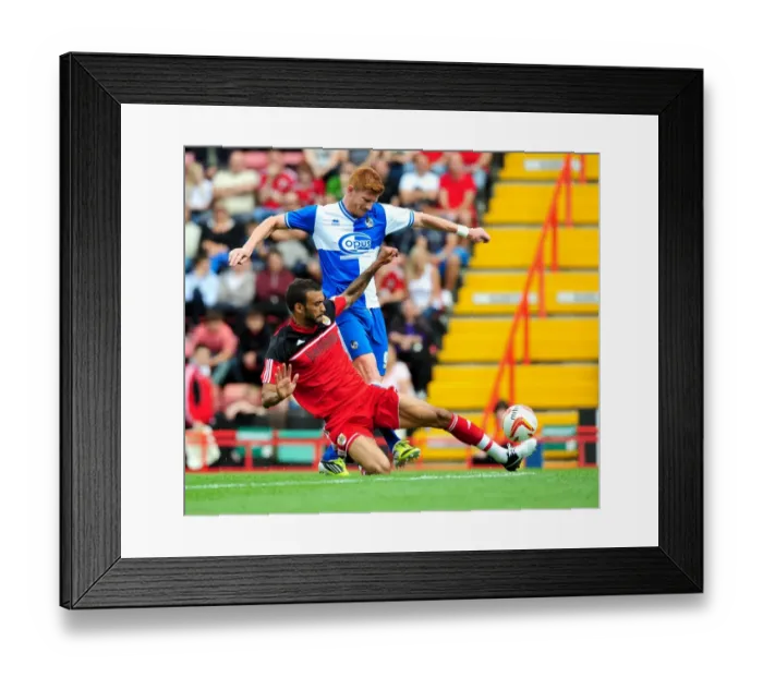 Framed Print : Bristol City's Liam Fontaine Tackles Matt Harold in Louis Carey's Testimonial Match vs. Bristol Rovers, 2012 Framed Print : Bristol City's Liam Fontaine Tackles Matt Harold in Louis Carey's Testimonial Match vs. Bristol Rovers, 2012