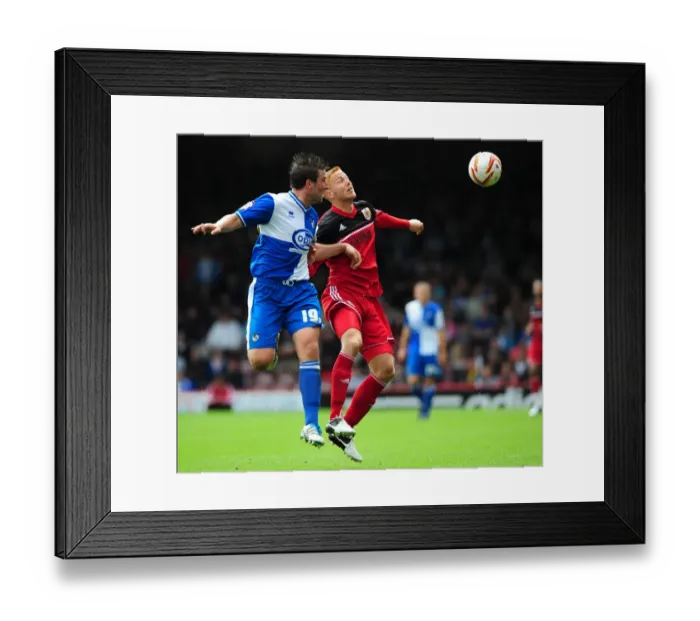 Framed Print : Battling for the High Ball: Ryan Taylor vs. Adam Virgo - Bristol City vs. Bristol Rovers, 2012 (Louis Carey Testimonial) Framed Print : Battling for the High Ball: Ryan Taylor vs. Adam Virgo - Bristol City vs. Bristol Rovers, 2012 (Louis Carey Testimonial)