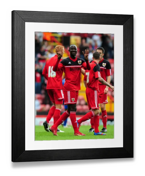 Framed Print : Adomah's Thriller: Celebrating at Ashton Gate during Louis Carey's Testimonial (August 4, 2012)