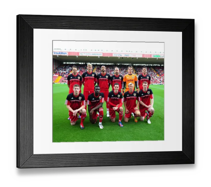 Framed Print : Louis Carey Testimonial: Bristol City Squad, Brett Pitman, Jon Stead, Liam Fontaine, Cole Skuse, Mark Wilson, Yannick Bolasie, Greg Cunningham, Martyn Woolford, and Stephen Pearson vs. Bristol Rovers (04.08.2012)