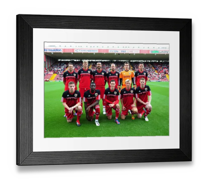 Framed Print : Star-Studded Squad Gathers for Louis Carey's Testimonial: Brett Pitman, Jon Stead, Liam Fontaine, Cole Skuse, Mark Wilson, Yannick Bolasie, Greg Cunningham, Martyn Woolford, Stephen Pearson