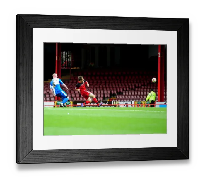 Framed Print : Brett Pitman's Thunderous Shot Hits the Bar: A Moment from the Louis Carey Testimonial, Bristol City vs. Bristol Rovers (August 4, 2012) Framed Print : Brett Pitman's Thunderous Shot Hits the Bar: A Moment from the Louis Carey Testimonial, Bristol City vs. Bristol Rovers (August 4, 2012)