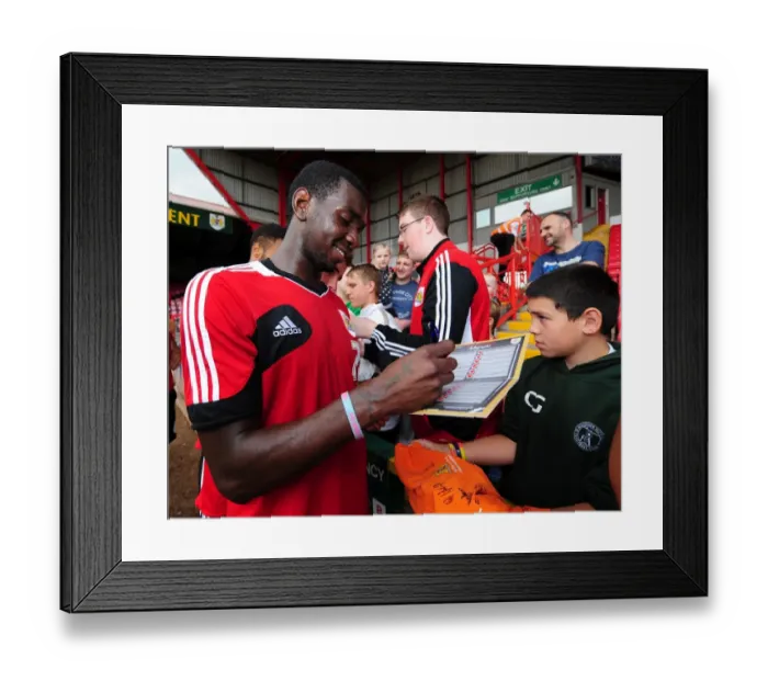 Framed Print : Bristol City Football Club: Yannick Bolasie Signs Autographs at Pre-Season Open Day Framed Print : Bristol City Football Club: Yannick Bolasie Signs Autographs at Pre-Season Open Day