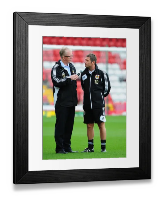 Framed Print : Bristol City Football Club: Assistant Manager Tony Docherty Engages with David Lloyd during Pre-Season Open Day Framed Print : Bristol City Football Club: Assistant Manager Tony Docherty Engages with David Lloyd during Pre-Season Open Day