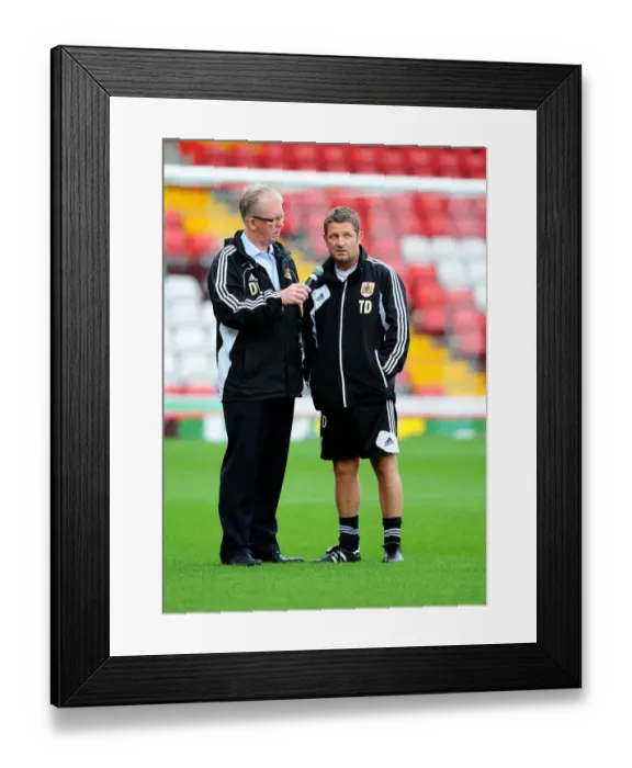 Framed Print : Bristol City FC: Tony Docherty Interacts with David Lloyd at Pre-Season Open Day (Joe Meredith / Josephmeredith-30.07.2012)
