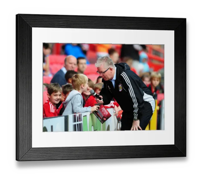 Framed Print : Bristol City Football Club: David Lloyd Engages with a Fan at Pre-Season Open Day, 2012