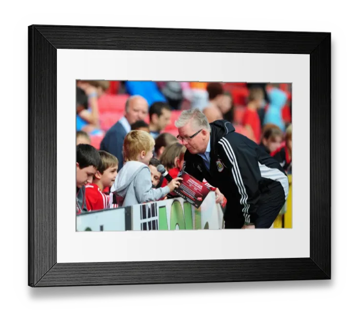 Framed Print : Bristol City FC: David Lloyd Engages with a Fan at Pre-Season Open Day Framed Print : Bristol City FC: David Lloyd Engages with a Fan at Pre-Season Open Day