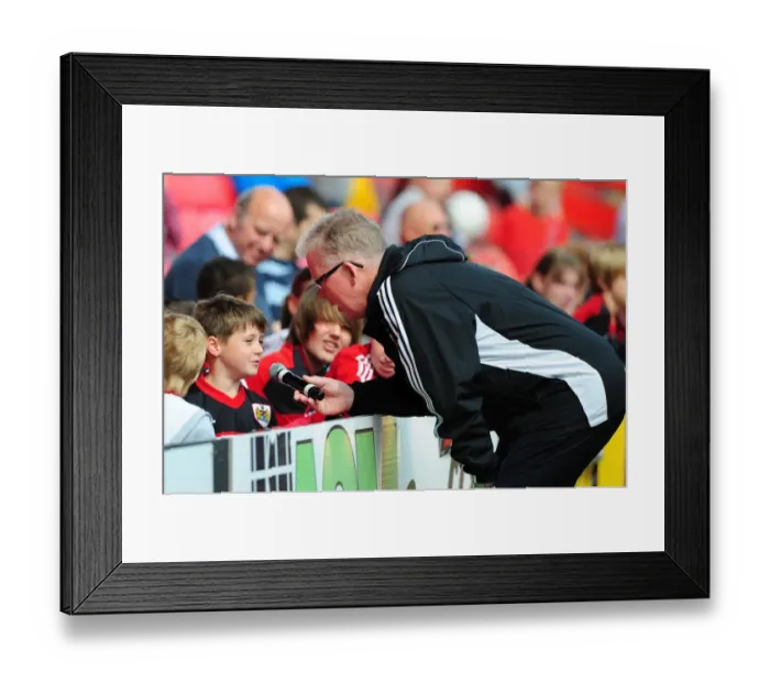 Framed Print : Bristol City FC: David Lloyd Connects with Fan at Pre-Season Open Day
