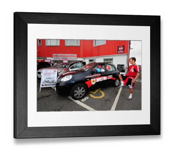 Framed Print : Bristol City FC: Jody Morris Fills Car Window with Soccer Ball at Open Day (Joe Meredith) Framed Print : Bristol City FC: Jody Morris Fills Car Window with Soccer Ball at Open Day (Joe Meredith)