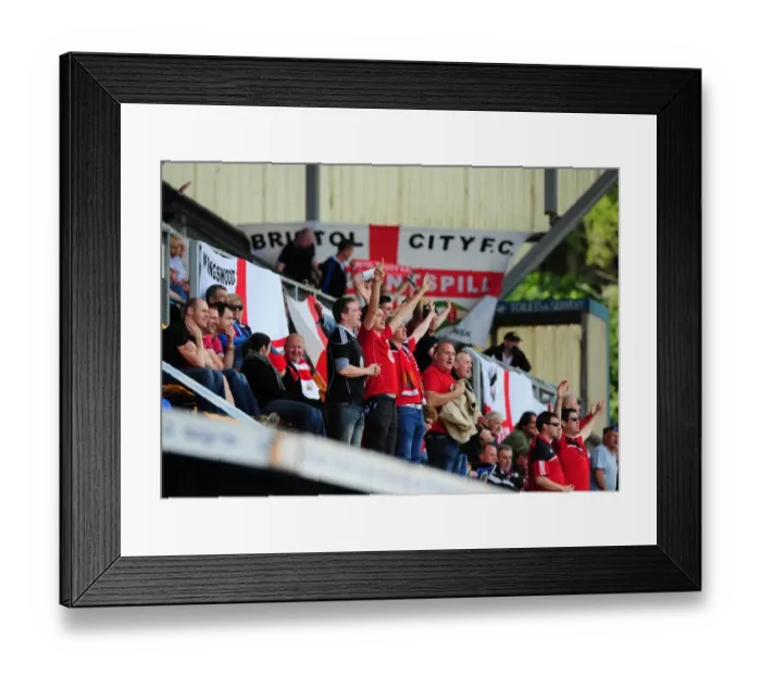 Framed Print : Bristol City Fans in Full Force at McDiarmid Park during Pre-Season Friendly against St Johnstone, July 2012