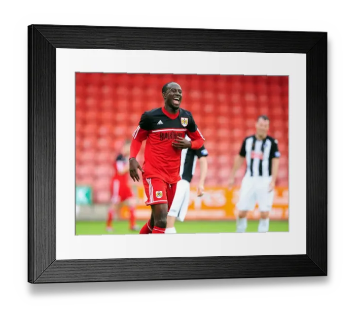 Framed Print : Bristol City's Albert Adomah Celebrates Pre-Season Goal Against Dunfermline at East End Park