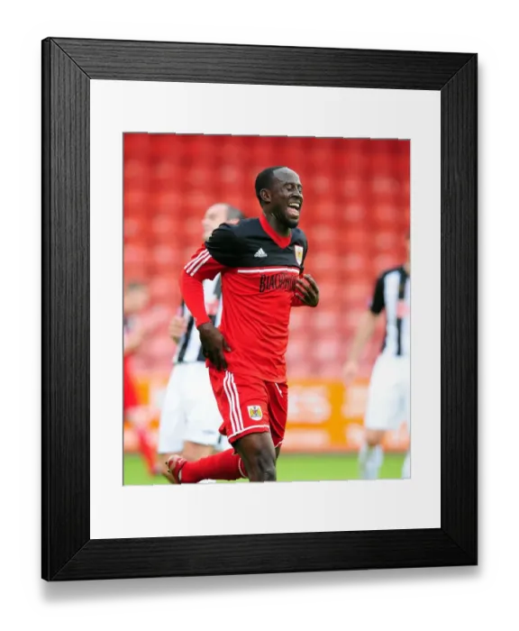 Framed Print : Adomah's Goal Celebration: Bristol City's Victory Over Dunfermline, 2012 Framed Print : Adomah's Goal Celebration: Bristol City's Victory Over Dunfermline, 2012