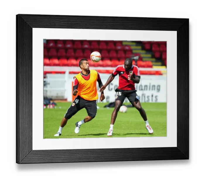 Framed Print : Bristol City FC: Liam Fontaine vs. Damion Stewart - A Fierce Rivalry Unfolds on the Training Ground
