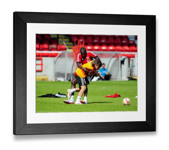Framed Print : Intense Pre-Season Training: Edwards vs. Stewart at Bristol City Football Club Framed Print : Intense Pre-Season Training: Edwards vs. Stewart at Bristol City Football Club
