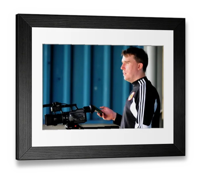 Framed Print : Focused Stewart Dougall at Bristol City Football Club Pre-Season Training, July 2012