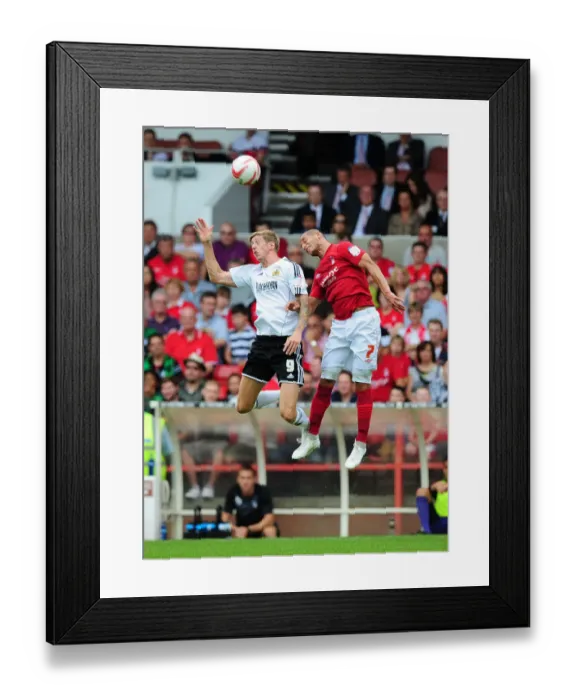 Framed Print : Battling for Supremacy: Jon Stead vs. Aldeamir Nadjimi, Nottingham Forest vs. Bristol City, Championship Football, 2012