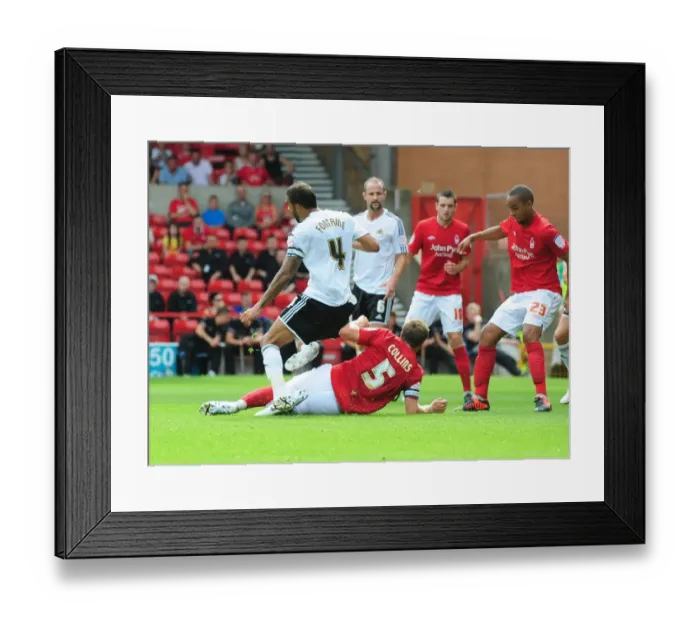 Framed Print : Bristol City's Liam Fontaine Fouled in Box Goal-Bound Shot Ignored by Referee vs. Nottingham Forest (Nottingham Forest v Bristol City, Championship 2012)