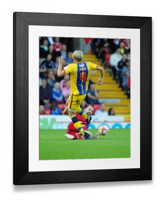 Framed Print : Bristol City vs Crystal Palace: Carey Tackles Parr in Intense Championship Clash, 2012