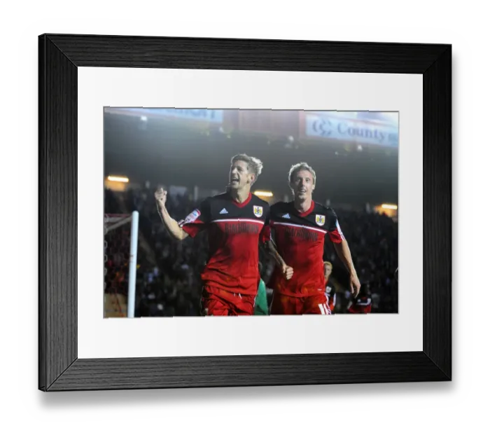 Framed Print : Celebration at Ashton Gate: Stead and Woolford Rejoice in Bristol City's Championship Victory over Crystal Palace Framed Print : Celebration at Ashton Gate: Stead and Woolford Rejoice in Bristol City's Championship Victory over Crystal Palace