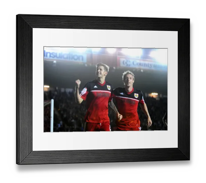 Framed Print : Bristol City Football Club: Championship Victory Celebration - Stead and Woolford's Emotional Reaction (Joe Meredith / Josephmeredith)