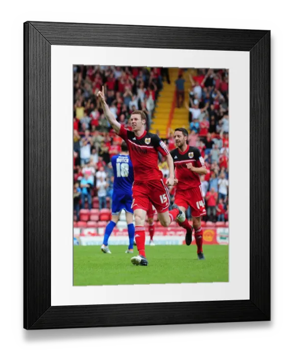 Framed Print : Bristol City's Stephen Pearson Scores First Goal Against Cardiff City in Championship Match, 2012 Framed Print : Bristol City's Stephen Pearson Scores First Goal Against Cardiff City in Championship Match, 2012