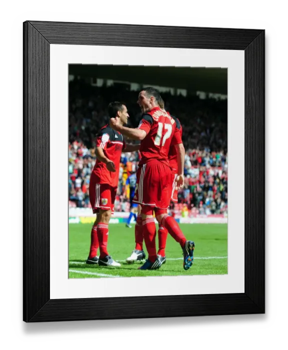Framed Print : Bristol City's Sam Baldock Scores on Debut, Celebrated by Greg Cunningham Framed Print : Bristol City's Sam Baldock Scores on Debut, Celebrated by Greg Cunningham