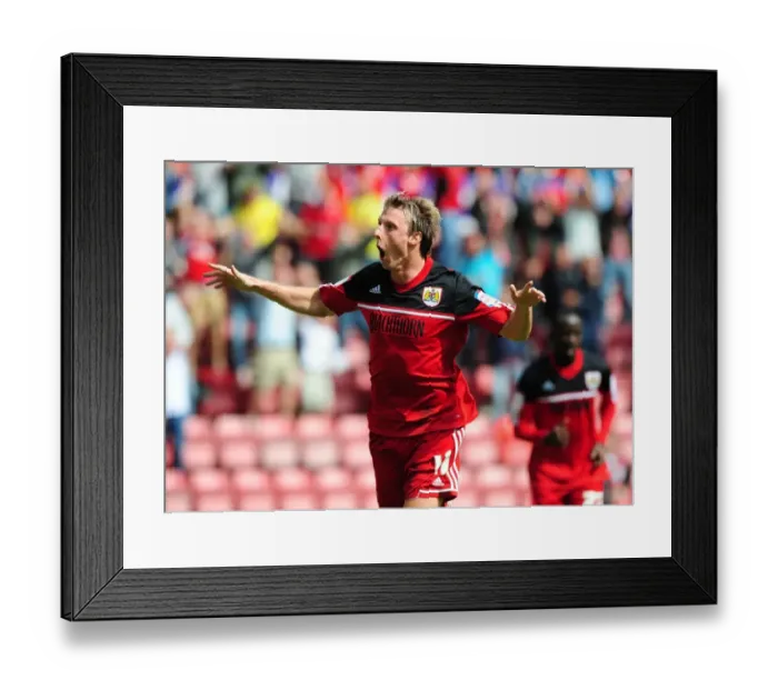 Framed Print : Martyn Woolford's Double: Bristol City's Championship Victory Over Cardiff City (August 25, 2012)