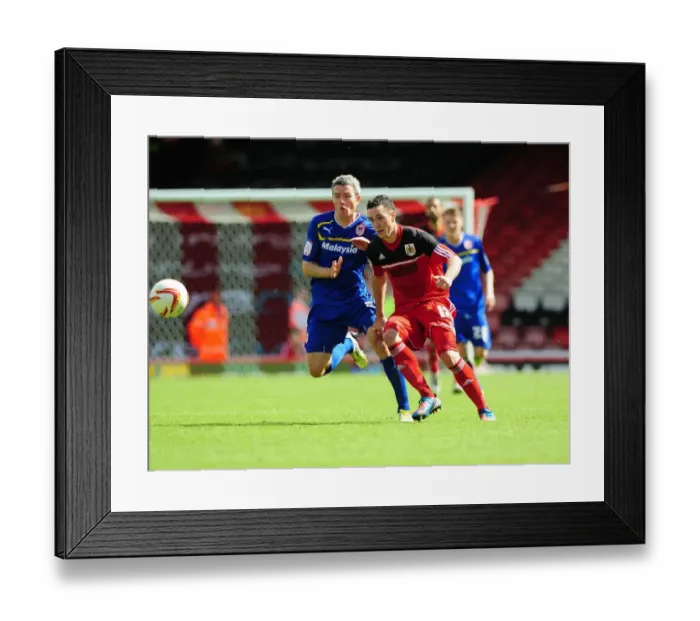 Framed Print : Bristol City's Sam Baldock Scores Stunner Assisted by Greg Cunningham vs. Cardiff City (2012) Framed Print : Bristol City's Sam Baldock Scores Stunner Assisted by Greg Cunningham vs. Cardiff City (2012)