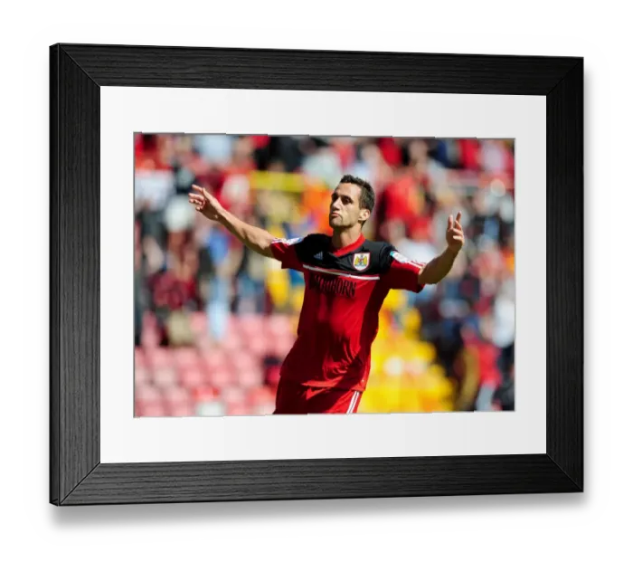 Framed Print : Sam Baldock's Debut Goal: Thrilling Victory for Bristol City over Cardiff