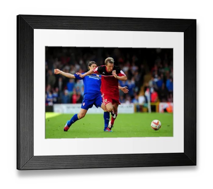 Framed Print : Bristol City vs. Cardiff City: Woolford Fouls by Velikonja, Championship Match, 2012