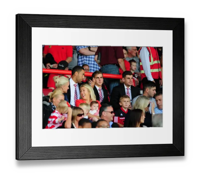 Framed Print : Bristol City FC: Nyatanga, Bryan, and Edwards Watch from the Stands during Bristol City vs. Cardiff City Championship Match, 2012