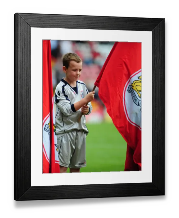Framed Print : Bristol City vs. Cardiff City: Flag Bearer at Ashton Gate Stadium, Championship Match - August 25, 2012 Framed Print : Bristol City vs. Cardiff City: Flag Bearer at Ashton Gate Stadium, Championship Match - August 25, 2012