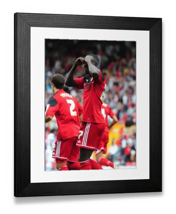 Framed Print : Bristol City's Albert Adomah in Euphoric Goal Celebration: Championship Clash vs. Blackburn Rovers (September 15, 2012), Ashton Gate Stadium Framed Print : Bristol City's Albert Adomah in Euphoric Goal Celebration: Championship Clash vs. Blackburn Rovers (September 15, 2012), Ashton Gate Stadium