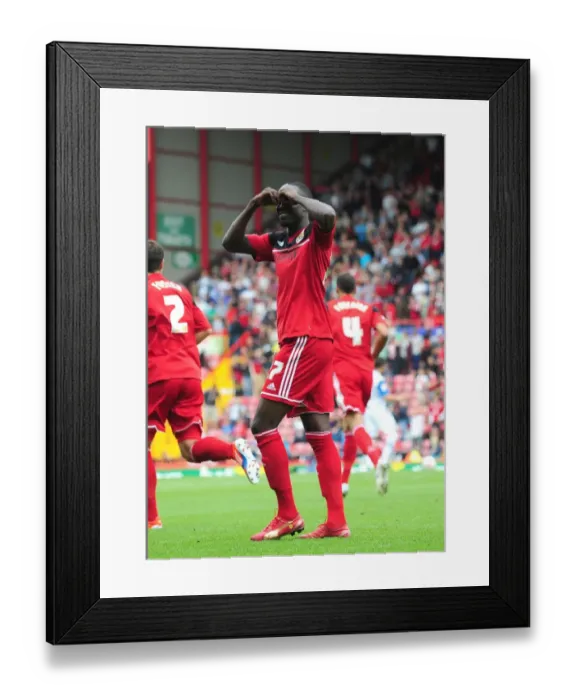 Framed Print : Euphoric Moment: Albert Adomah's Goal Celebration vs. Blackburn Rovers, Championship 2012, Ashton Gate Stadium