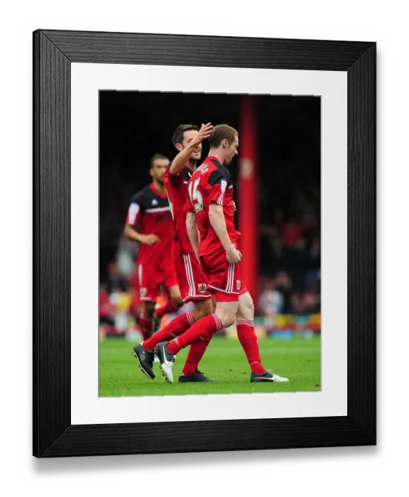 Framed Print : Celebration at Ashton Gate: Pearson and Skuse Rejoice in Bristol City's Championship Win over Blackburn Rovers (15.09.2012) Framed Print : Celebration at Ashton Gate: Pearson and Skuse Rejoice in Bristol City's Championship Win over Blackburn Rovers (15.09.2012)