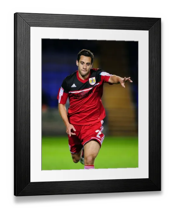 Framed Print : Bristol City's Sam Baldock Scores Opening Goal vs. Peterborough United (Championship Football, 2012)
