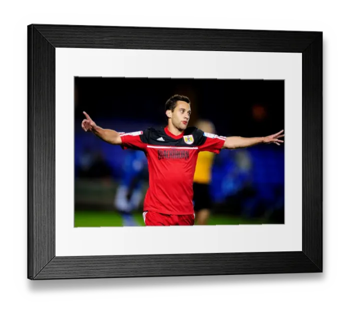 Framed Print : Bristol City's Sam Baldock Scores Opener Against Peterborough United in Championship Match