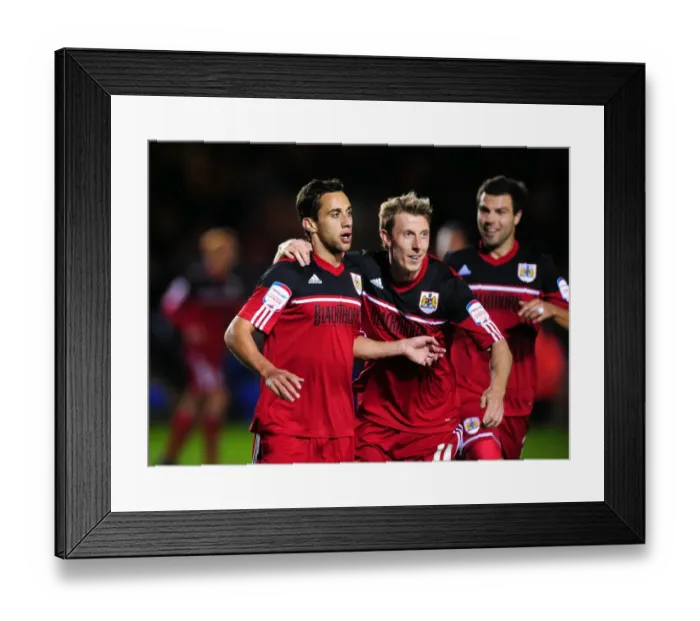 Framed Print : Bristol City's Sam Baldock Scores Brace: 0-2 Win Over Peterborough United (Championship 2012)