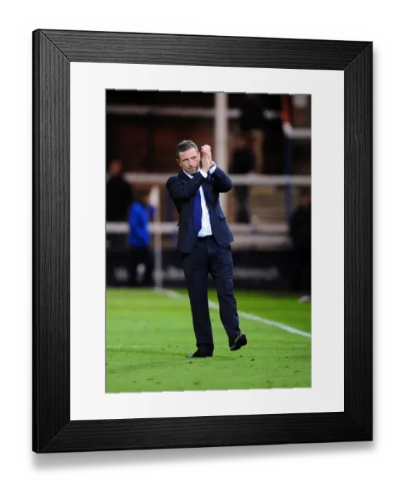 Framed Print : Derek McInnes Appreciates Bristol City Fans at Peterborough United Framed Print : Derek McInnes Appreciates Bristol City Fans at Peterborough United