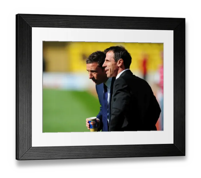 Framed Print : Championship Showdown: Zola and McInnes Pre-Game Chat - Watford v Bristol City, 2012