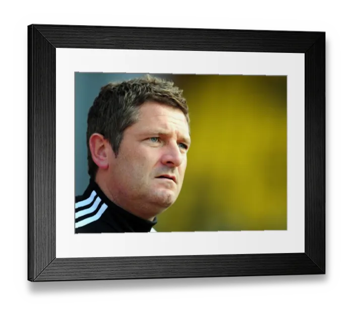 Framed Print : Tony Docherty, Assistant Manager of Bristol City, Focuses on Championship Clash at Vicarage Road (Watford v Bristol City, 22 / 09 / 2012)