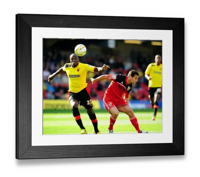 Framed Print : Battling for Supremacy: Nyron Nosworthy vs. Sam Baldock in the Championship Clash between Watford and Bristol City Framed Print : Battling for Supremacy: Nyron Nosworthy vs. Sam Baldock in the Championship Clash between Watford and Bristol City