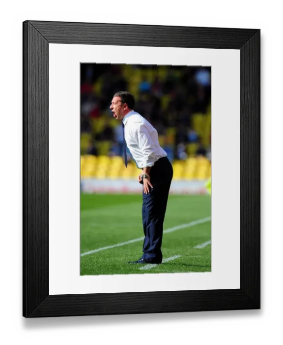 Framed Print : Derek McInnes Leads Bristol City at Vicarage Road during Championship Match, September 2012