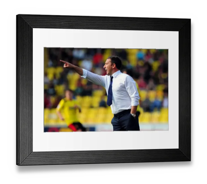 Framed Print : Derek McInnes Rallies Bristol City in Championship Showdown at Vicarage Road